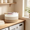 image:imageMkono Woven Storage Basket 47L Cotton Rope Blanket Basket with Handles Boho Decorative Bin Laundry Hamper for Toys Pillows Clothes Living Room Nursery 177W x 118H