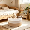 image:imageMkono Woven Storage Basket 47L Cotton Rope Blanket Basket with Handles Boho Decorative Bin Laundry Hamper for Toys Pillows Clothes Living Room Nursery 177W x 118H