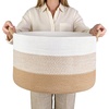 image:imageMkono Woven Storage Basket 47L Cotton Rope Blanket Basket with Handles Boho Decorative Bin Laundry Hamper for Toys Pillows Clothes Living Room Nursery 177W x 118H