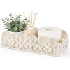 image:imageMkono Macrame Storage Basket Scalloped Edge Toilet Paper Basket Boho Woven Decor Small Countertop Organizer with Handles for Shelf Living Room Bedroom HomeOffice 1 Pack Ivory
