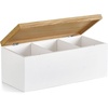 image:imageMkono Tampon Holder Wood Storage Box with Lid Rectangle Sanitary Pad with 2 Removable Dividers Decorative Feminine Product Organizer Basket for Shelf Bedroom Bathroom
