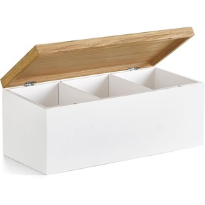 image:imageMkono Tampon Holder Wood Storage Box with Lid Rectangle Sanitary Pad with 2 Removable Dividers Decorative Feminine Product Organizer Basket for Shelf Bedroom Bathroom