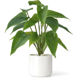 image:imageMkono Fake Plants in Pot 11 Potted Artificial Plants for Home Decor Indoor Faux Green Leaf Plant with Planter for Desk Shelf Table Office Room Decoration Grey SmallWhite