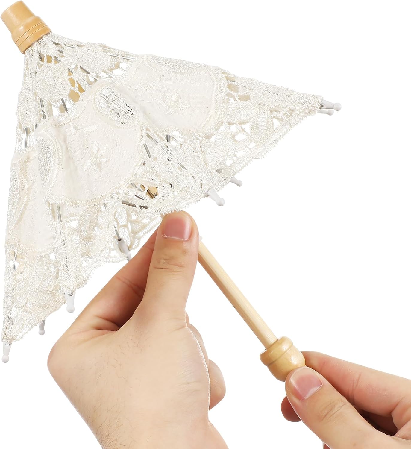 Mini Lace Parasol Umbrella  Tiny White Vintage Wedding Bridal Umbrella for Photo Props Wedding Table Decoration Wedding Guest Small Parasol 15x26cm