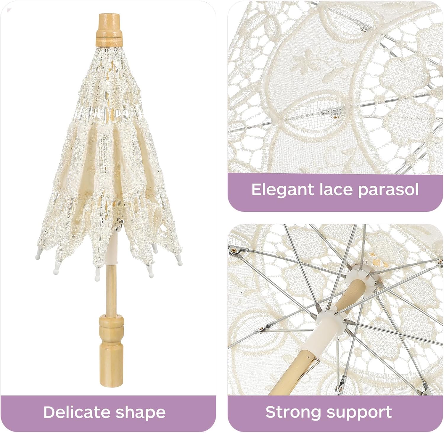 Mini Lace Parasol Umbrella  Tiny White Vintage Wedding Bridal Umbrella for Photo Props Wedding Table Decoration Wedding Guest Small Parasol 15x26cm