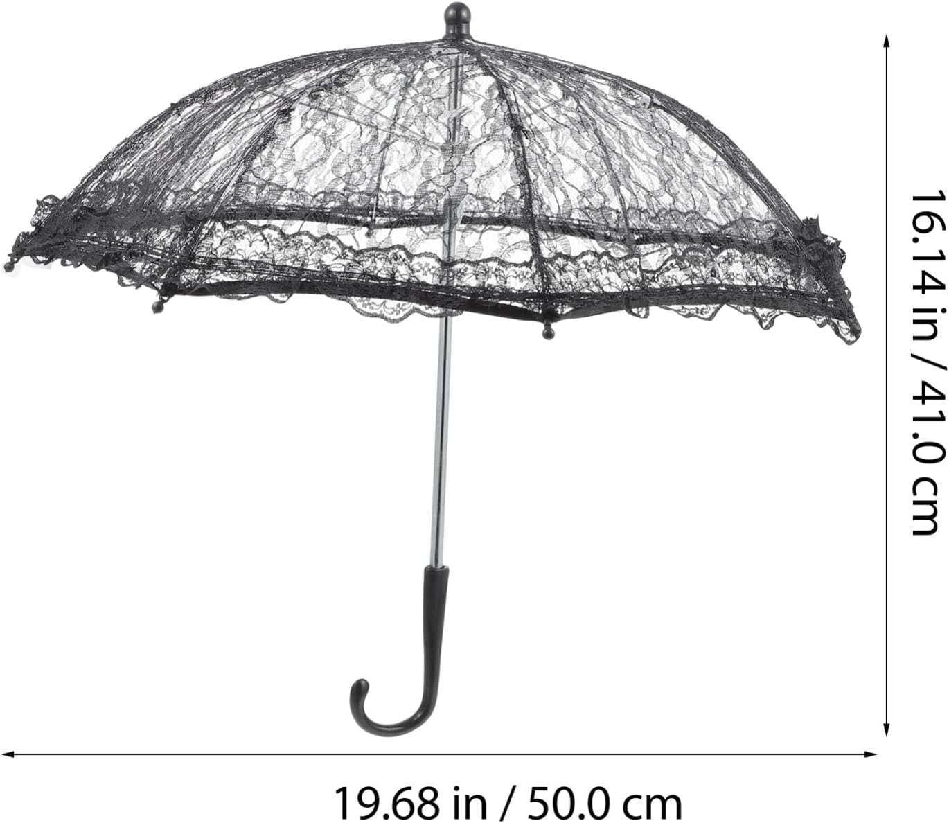 Toyvian Lace Parasol Umbrella Vintage Wedding Bridal Umbrella for Photo Props Wedding DecorationBlack