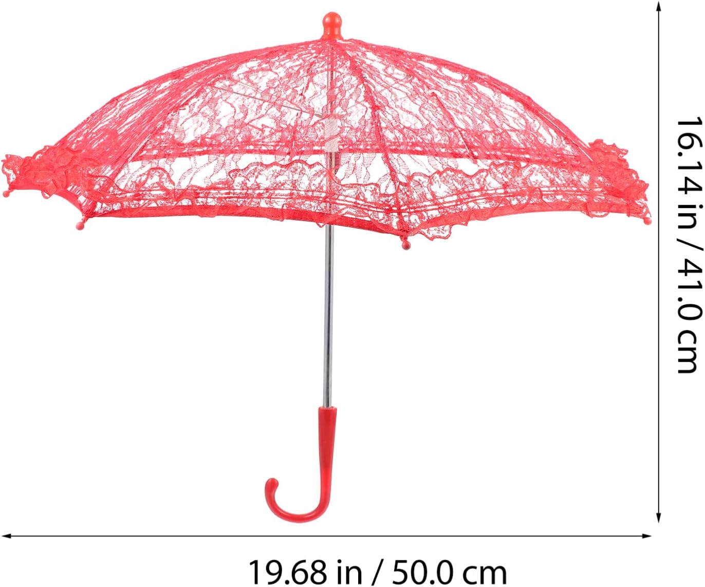 Toyvian Lace Parasol Umbrella Vintage Wedding Bridal Umbrella for Photo Props Wedding DecorationRed