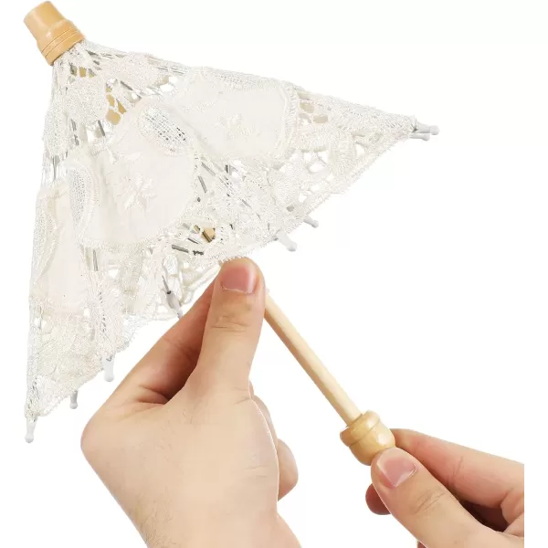 Mini Lace Parasol Umbrella  Tiny White Vintage Wedding Bridal Umbrella for Photo Props Wedding Table Decoration Wedding Guest Small Parasol 15x26cm