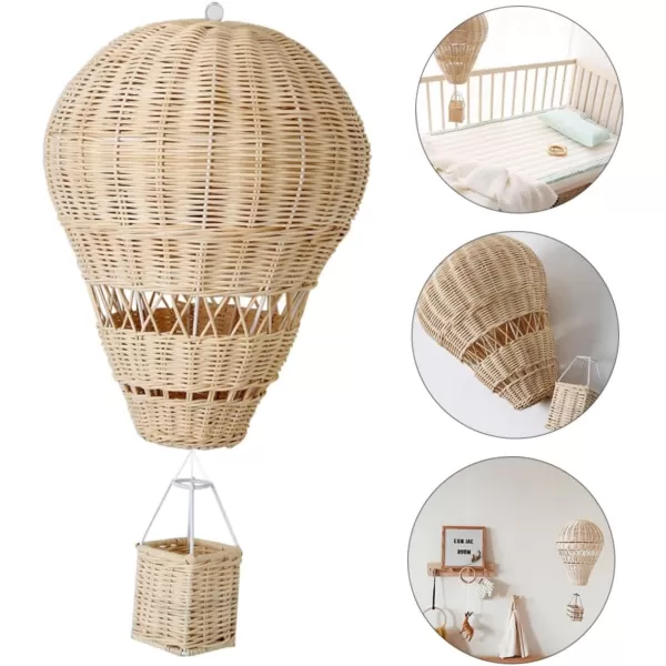 Rattan Hot Air Balloon Inflatable Planets Hot Air Balloon Decor Hot Air Balloon Props Decorative Hot Air Balloon WallMounted Hot Air Balloon Rattan Crafts Photo Props NaturalBeige