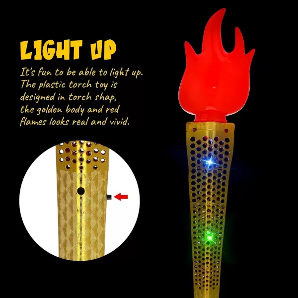 Toyvian Fun Torch Toy Simulation Pla stic Torches Prop Luminous Magics Wand Toy for School Cosplay Medieval Luau Themed Party Sports Competition