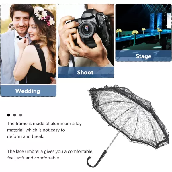 Toyvian Lace Parasol Umbrella Vintage Wedding Bridal Umbrella for Photo Props Wedding DecorationBlack