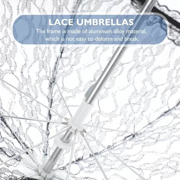 Toyvian Lace Parasol Umbrella Vintage Wedding Bridal Umbrella for Photo Props Wedding DecorationBlack
