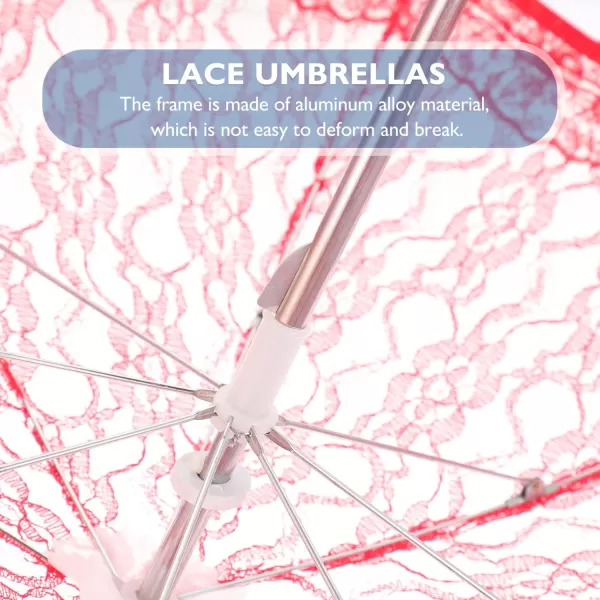 Toyvian Lace Parasol Umbrella Vintage Wedding Bridal Umbrella for Photo Props Wedding DecorationRed