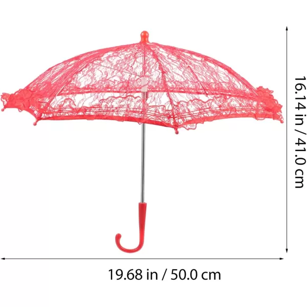 Toyvian Lace Parasol Umbrella Vintage Wedding Bridal Umbrella for Photo Props Wedding DecorationRed