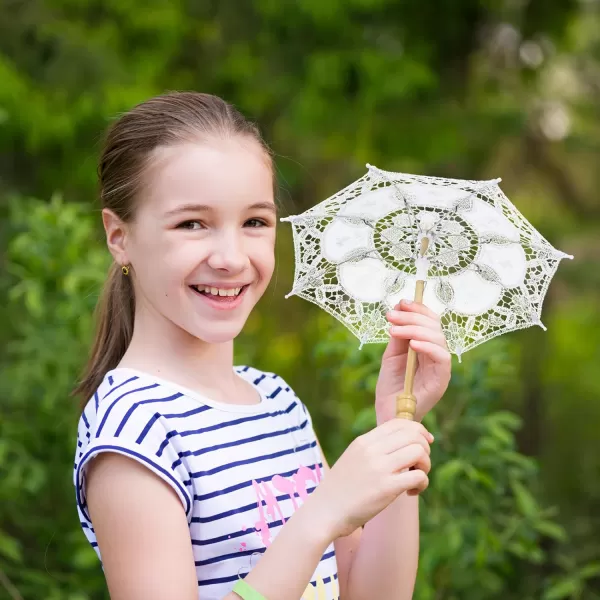 Toyvian Mini Wedding Bridal Umbrella Tiny Embroidery Lace Parasol Decorative Umbrella Photography Prop Chinese Umbrella for Wedding Costumes Cosplay Decor White56x104 inches