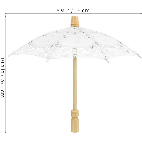 Toyvian Mini Wedding Bridal Umbrella Tiny Embroidery Lace Parasol Decorative Umbrella Photography Prop Chinese Umbrella for Wedding Costumes Cosplay Decor White56x104 inches