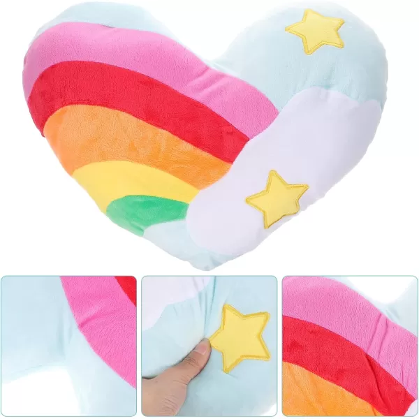 Toyvian Rainbow Heart Shaped Pillow Rainbow Throw Pillow Heart Shape Dining Room Sofa Cushion Dining RoomSoft Bedroom Decor Car Pillow Valentines Day 35x32x8cmPicture 2