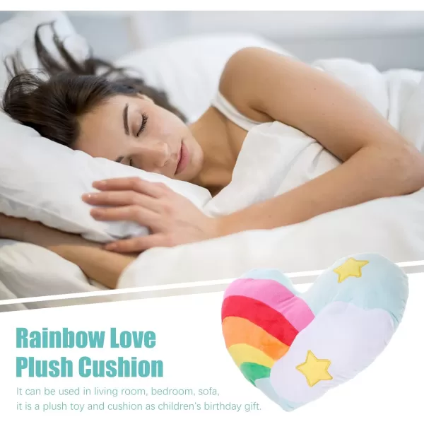 Toyvian Rainbow Heart Shaped Pillow Rainbow Throw Pillow Heart Shape Dining Room Sofa Cushion Dining RoomSoft Bedroom Decor Car Pillow Valentines Day 35x32x8cmPicture 2