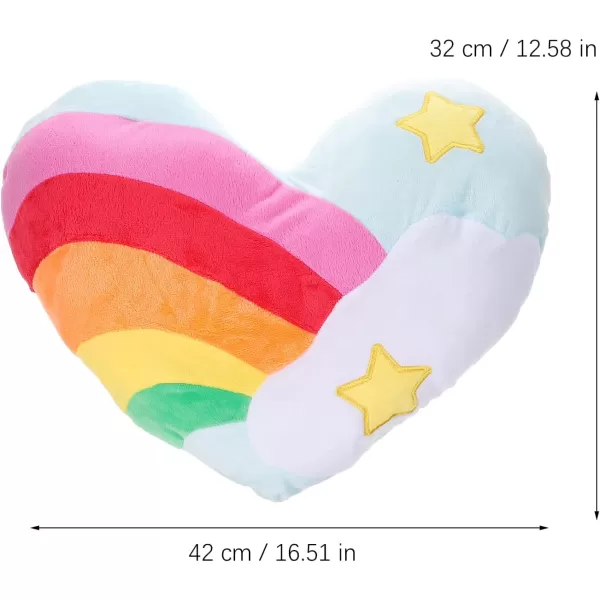 Toyvian Rainbow Heart Shaped Pillow Rainbow Throw Pillow Heart Shape Dining Room Sofa Cushion Dining RoomSoft Bedroom Decor Car Pillow Valentines Day 35x32x8cmPicture 2