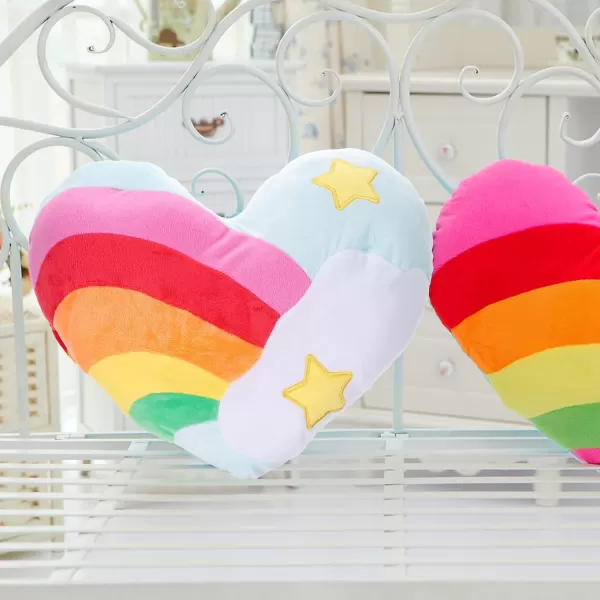 Toyvian Rainbow Heart Shaped Pillow Rainbow Throw Pillow Heart Shape Dining Room Sofa Cushion Dining RoomSoft Bedroom Decor Car Pillow Valentines Day 35x32x8cmPicture 2