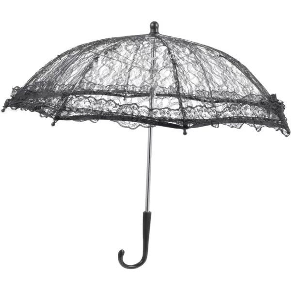 Toyvian Lace Parasol Umbrella Vintage Wedding Bridal Umbrella for Photo Props Wedding DecorationBlack