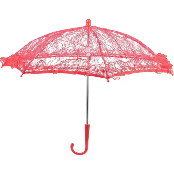 Toyvian Lace Parasol Umbrella Vintage Wedding Bridal Umbrella for Photo Props Wedding DecorationRed