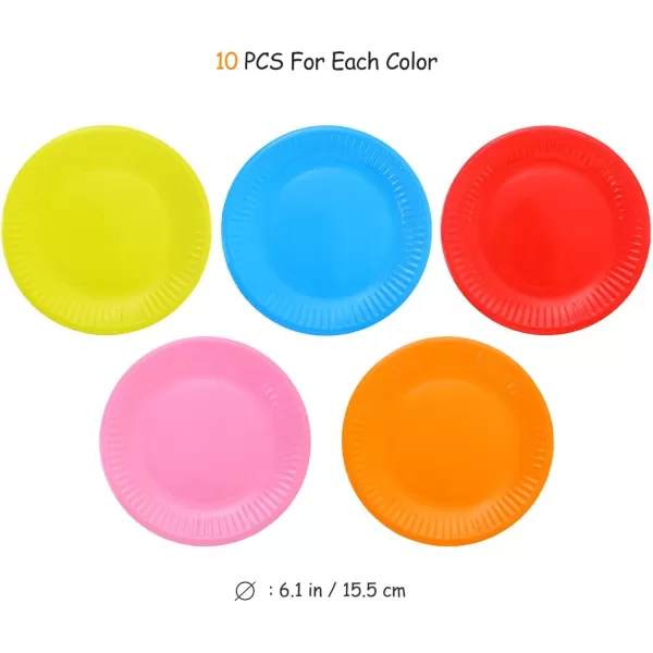 Birthday Party Cake Dessert Paper Plates 6quot Round Disposable Paper Plate Assorted Colors 50 PackRandom Color 