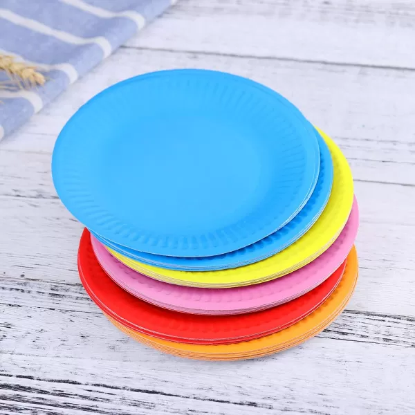 Birthday Party Cake Dessert Paper Plates 6quot Round Disposable Paper Plate Assorted Colors 50 PackRandom Color 