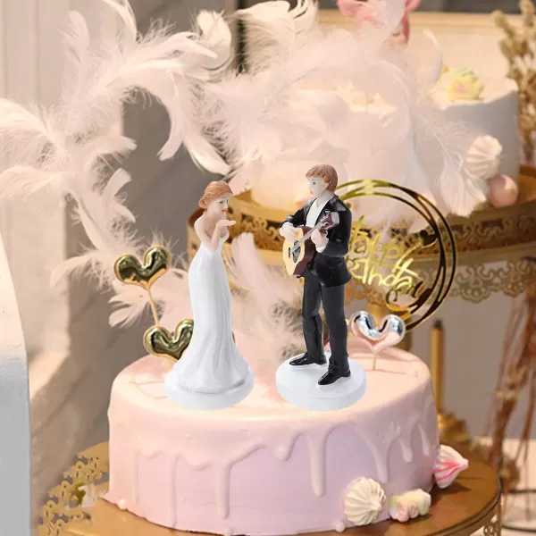 Romantic Guitar Bride and Groom Cake Topper Elegant Cake Topper Figurine Wedding Decoration Figurine Resin