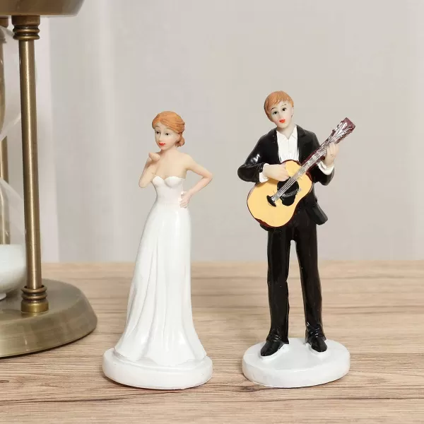 Romantic Guitar Bride and Groom Cake Topper Elegant Cake Topper Figurine Wedding Decoration Figurine Resin