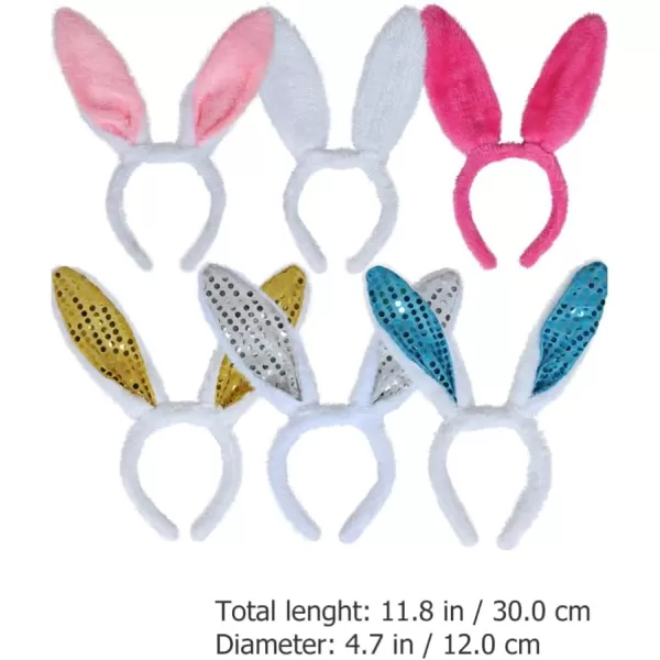 Toyvian 10pcs Easter Bunny Ears Headbands Plush Bunny Ears Headband Colorful Bunny Costume Sequin Hairbands Cute Rabbits Ears Hairbands for Girls Easter Party Favors