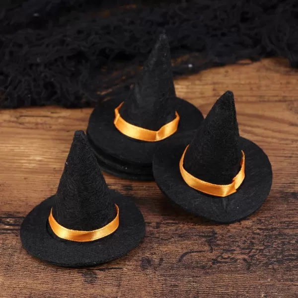 Toyvian 12PCS Halloween Mini Witch Hat Small Witch Hats for Crafts Mini Felt Hats DIY Crafts Wine Bottle Decor Halloween Party Wine Bottle Topper Bottle Decor Halloween Supplies