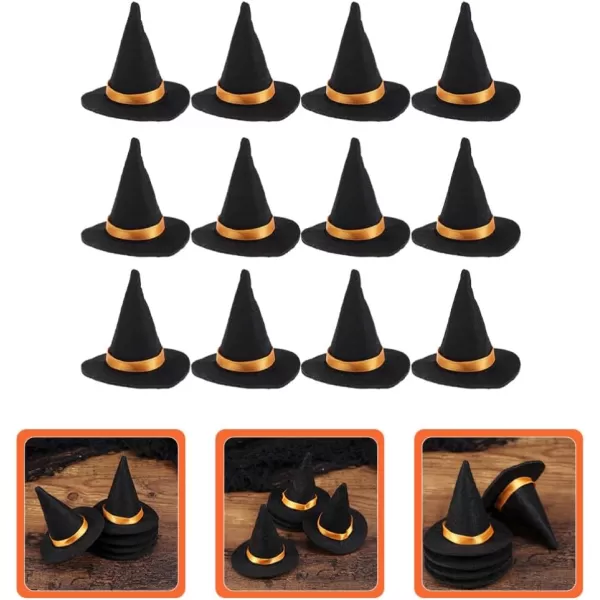 Toyvian 12PCS Halloween Mini Witch Hat Small Witch Hats for Crafts Mini Felt Hats DIY Crafts Wine Bottle Decor Halloween Party Wine Bottle Topper Bottle Decor Halloween Supplies