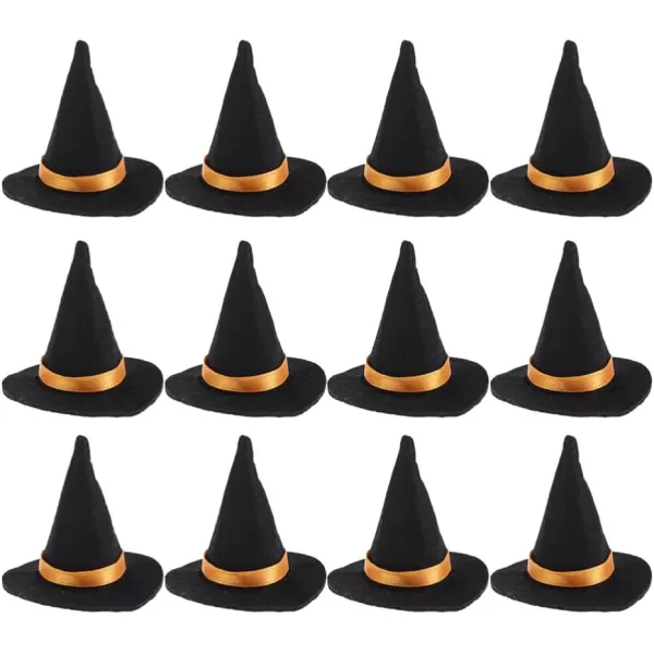 Toyvian 12PCS Halloween Mini Witch Hat Small Witch Hats for Crafts Mini Felt Hats DIY Crafts Wine Bottle Decor Halloween Party Wine Bottle Topper Bottle Decor Halloween Supplies