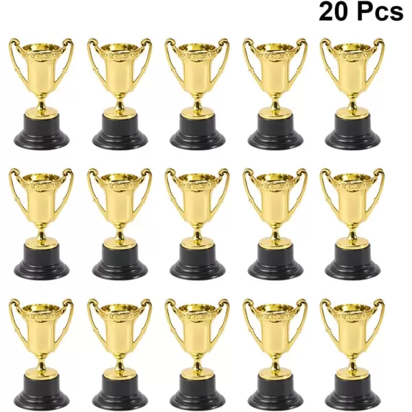 Toyvian 20Pcs Gold Award Trophy Cups Plastic Reward Trophies for Party Favors Props Winning Prizes Competitions for and Adults