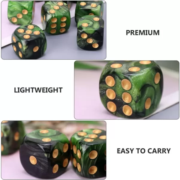 Toyvian 6 Sided Dice Set 25pcs 16mm Standard Rounded Translucent Dice Green Black