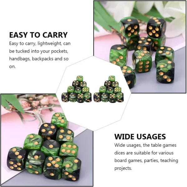 Toyvian 6 Sided Dice Set 25pcs 16mm Standard Rounded Translucent Dice Green Black