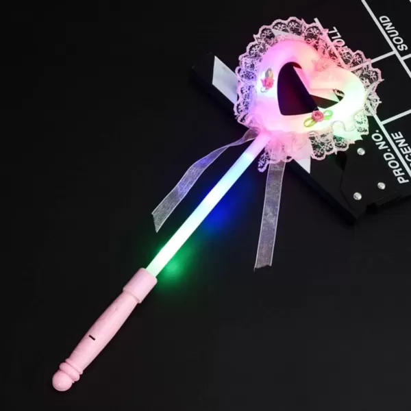 Toyvian 8pcs Fairy Princess Heart Wand LED Light Up Angel Wand Sticks Decorative Girls Dress up Wand for Christmas Birthday Party Costume Cosplay Supply