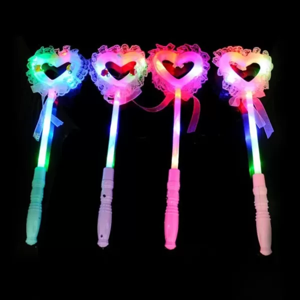 Toyvian 8pcs Fairy Princess Heart Wand LED Light Up Angel Wand Sticks Decorative Girls Dress up Wand for Christmas Birthday Party Costume Cosplay Supply