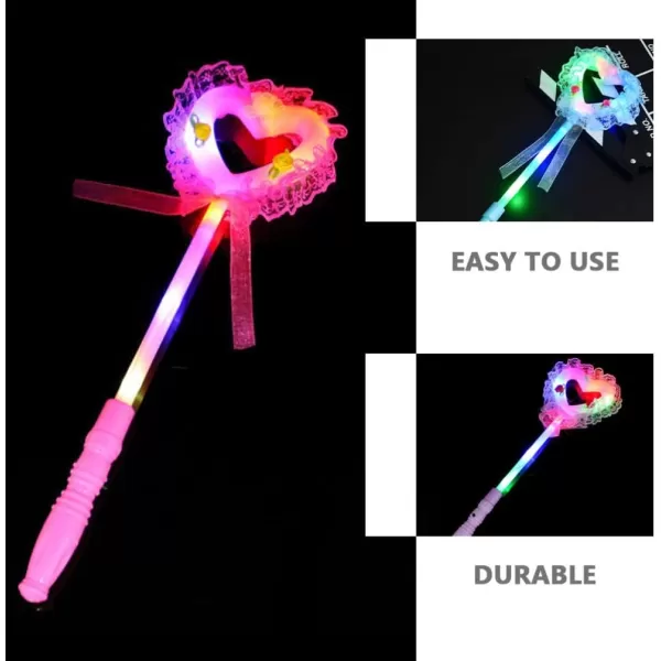 Toyvian 8pcs Fairy Princess Heart Wand LED Light Up Angel Wand Sticks Decorative Girls Dress up Wand for Christmas Birthday Party Costume Cosplay Supply