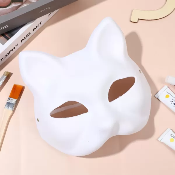 Toyvian White Paper Masks Blank Half Face Cat Masks DIY Blank Unpainted Face Mask 10 Pcs White Fox Mask White Face Paper Masks for Cosplay Fox Masquerade Blank Cat Mask for Carnival Easter Halloween