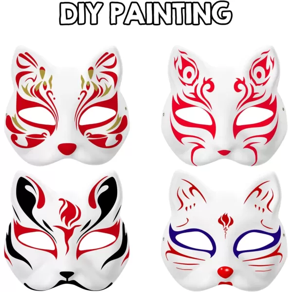 Toyvian White Paper Masks Blank Half Face Cat Masks DIY Blank Unpainted Face Mask 10 Pcs White Fox Mask White Face Paper Masks for Cosplay Fox Masquerade Blank Cat Mask for Carnival Easter Halloween