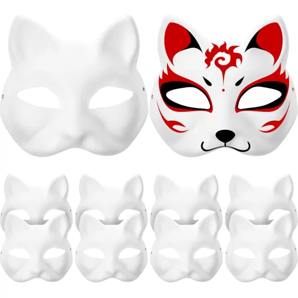 Toyvian White Paper Masks Blank Half Face Cat Masks DIY Blank Unpainted Face Mask 10 Pcs White Fox Mask White Face Paper Masks for Cosplay Fox Masquerade Blank Cat Mask for Carnival Easter Halloween