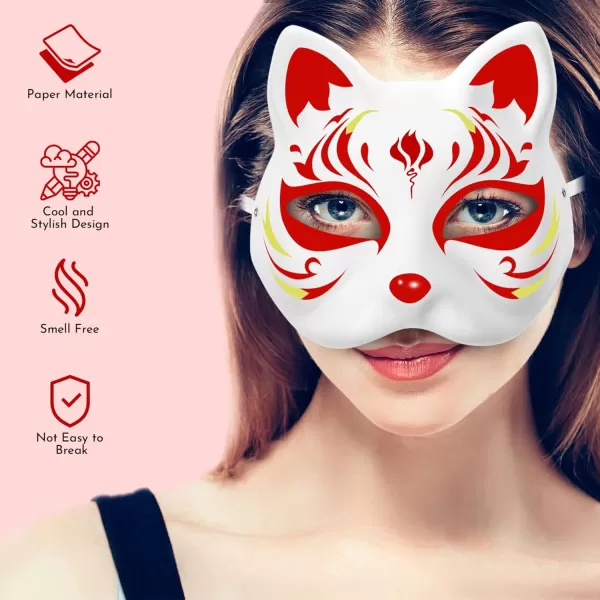 Toyvian White Paper Masks Blank Half Face Cat Masks DIY Blank Unpainted Face Mask 10 Pcs White Fox Mask White Face Paper Masks for Cosplay Fox Masquerade Blank Cat Mask for Carnival Easter Halloween