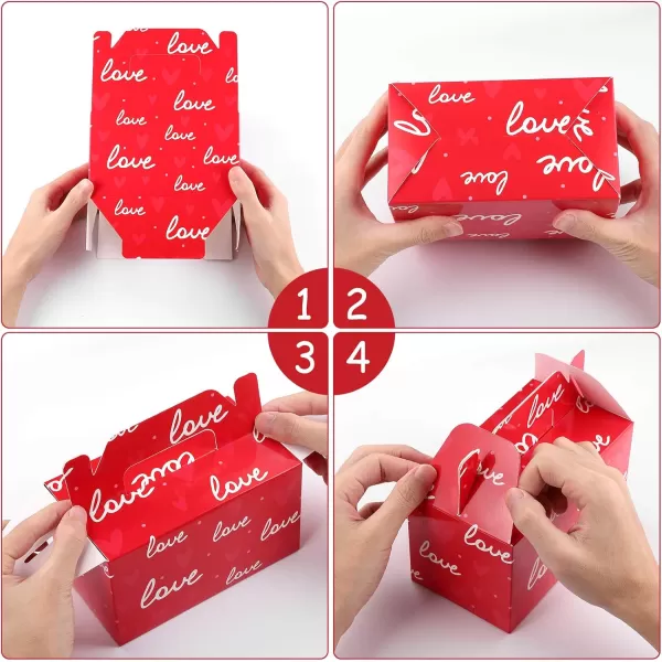 Valentines Day Treat Boxes 24pcs Cardboard Hearts Goody Bag Cookie Boxes Party Supplies 6 Designs Valentines Candy Box with 24 HeartShaped Cards 62 x 35 x 57 Inches