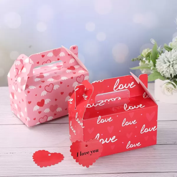 Valentines Day Treat Boxes 24pcs Cardboard Hearts Goody Bag Cookie Boxes Party Supplies 6 Designs Valentines Candy Box with 24 HeartShaped Cards 62 x 35 x 57 Inches