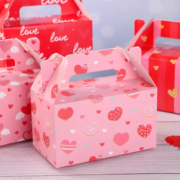 Valentines Day Treat Boxes 24pcs Cardboard Hearts Goody Bag Cookie Boxes Party Supplies 6 Designs Valentines Candy Box with 24 HeartShaped Cards 62 x 35 x 57 Inches