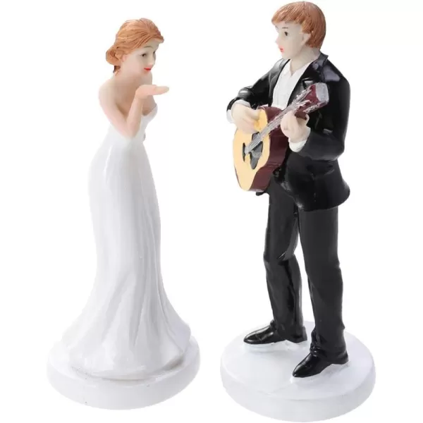 Romantic Guitar Bride and Groom Cake Topper Elegant Cake Topper Figurine Wedding Decoration Figurine Resin