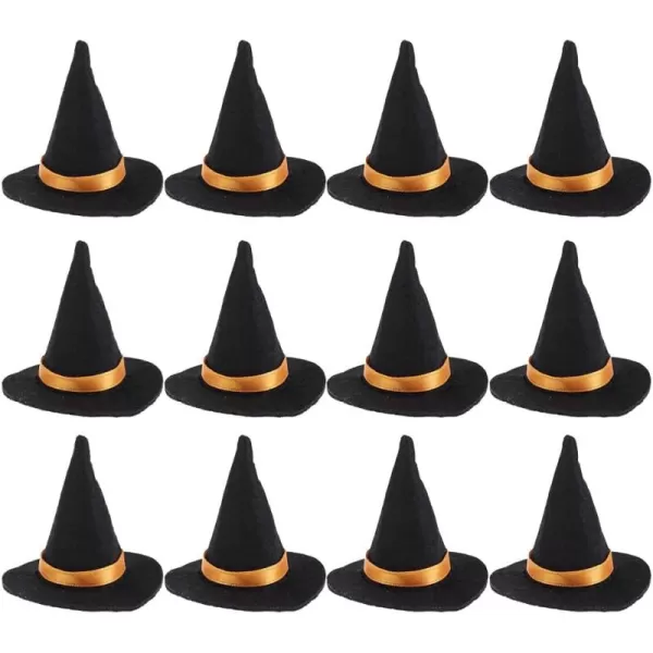 Toyvian 12PCS Halloween Mini Witch Hat Small Witch Hats for Crafts Mini Felt Hats DIY Crafts Wine Bottle Decor Halloween Party Wine Bottle Topper Bottle Decor Halloween Supplies