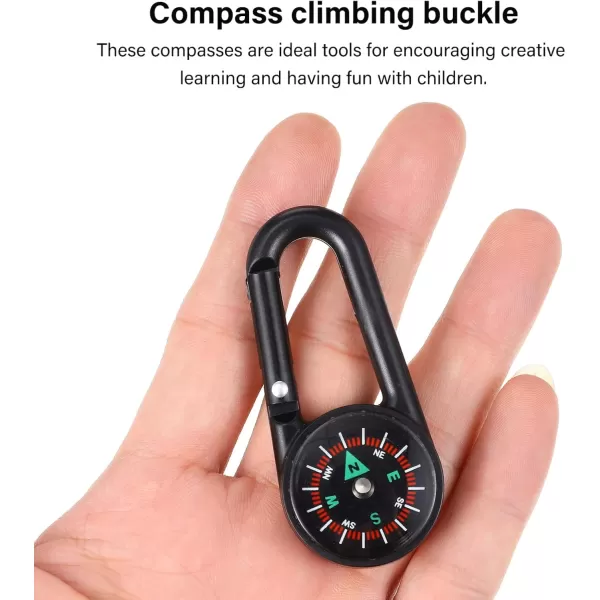 24 Pieces Carabiner Compass Keychain Bulk Carabiner Belt Clips Map Project Prizes Toys for Hiking Camping Theme Party Favors